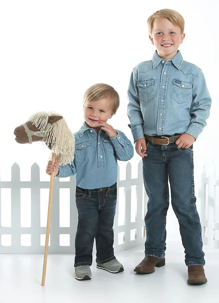 Wrangler All Around Baby Denim Long Sleeve Western Onesie Style PQ1371D - Image 2