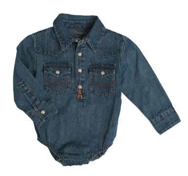 Wrangler All Around Baby Denim Long Sleeve Western Onesie Style PQ4165D - Image 3