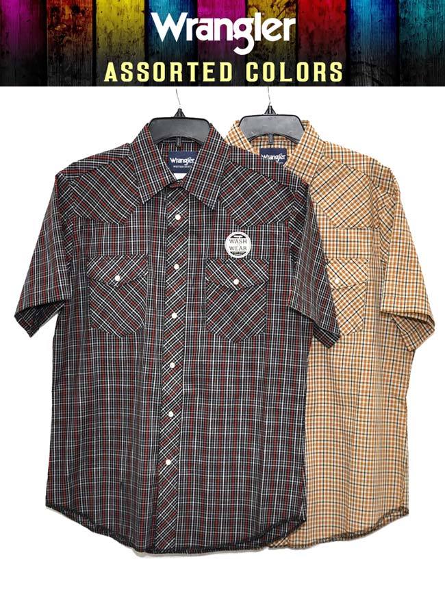Wrangler Mens Assorted Western Short Sleeve Plaid Shirt Style 76204PP - Image 3