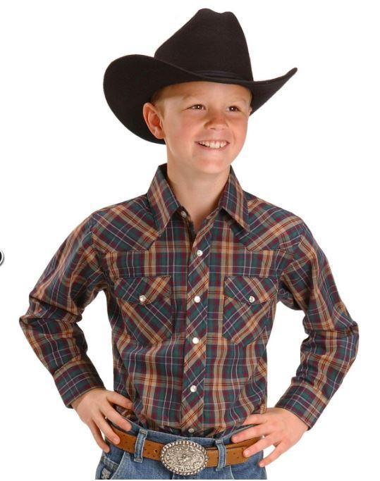 Wrangler Boys Assorted Plaid Western Shirt Style 201WAAL - Image 3