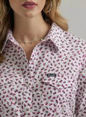 WRANGLER LADIES LONG SLEEVE FLORAL WESTERN SNAP TOP STYLE 112345294 - Image 2
