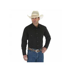 WRANGLER WESTERN SNAP SHIRT LONG SLEEVE SOLID BROADCLOTH IN BLACK STYLE 71105BK - Image 5