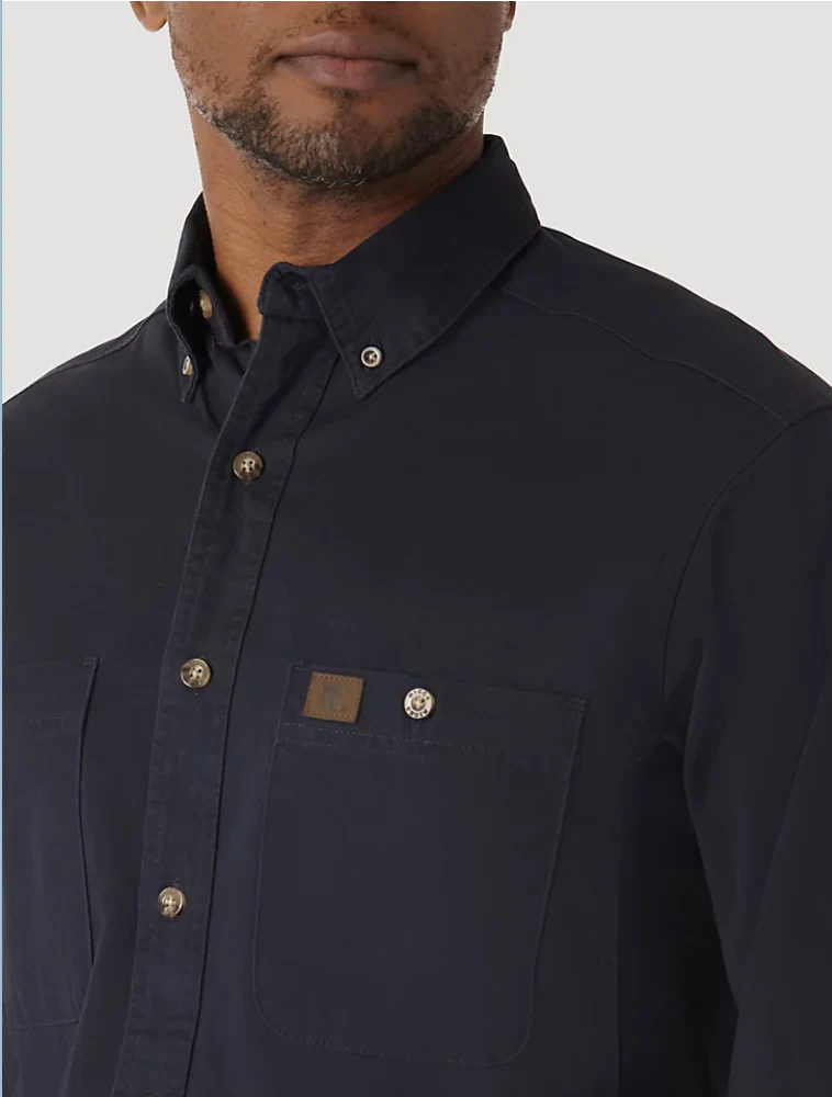 Wrangler Mens Riggs Cotton Twill Work Shirt Style 3W501NV - Image 3