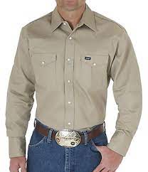 Wrangler Mens Khaki Work Shirt Style MS70319 - Image 5