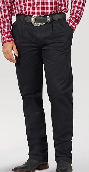 WRANGLER MENS CASUALS PLEATED FRONT RELAXED FIT PANTS IN BLACK STYLE 00097BK - Image 7