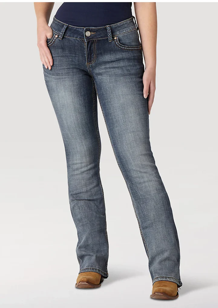 Wrangler Retro Womens Dark Wash Sadie Low Rise Boot Cut Jeans Style 07MWZDW - Image 3
