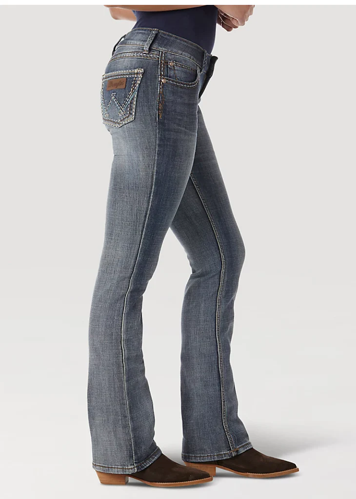 Wrangler Retro Womens Dark Wash Sadie Low Rise Boot Cut Jeans Style 07MWZDW - Image 4