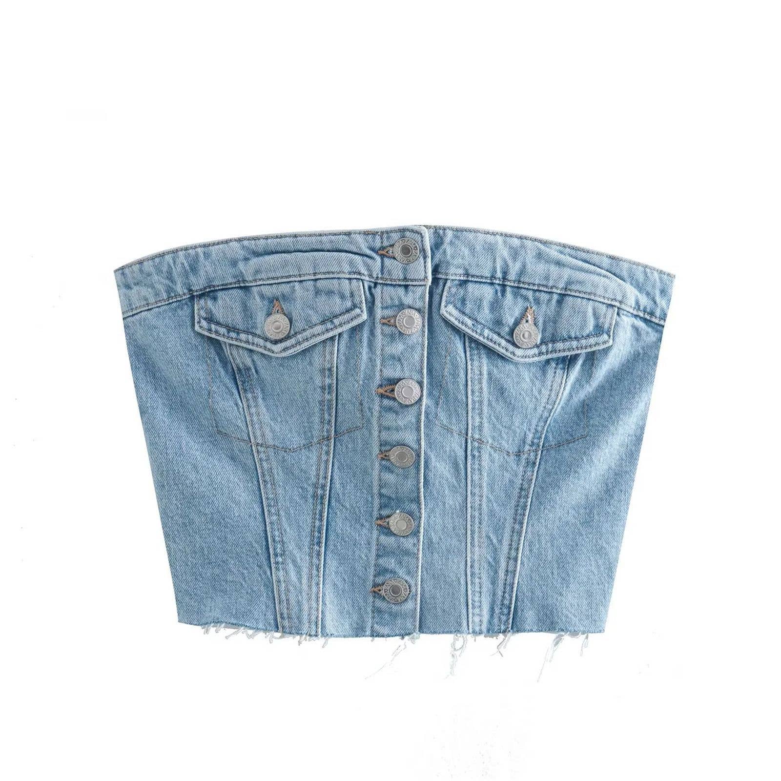 Wrapped Denim Corset Top - Image 9