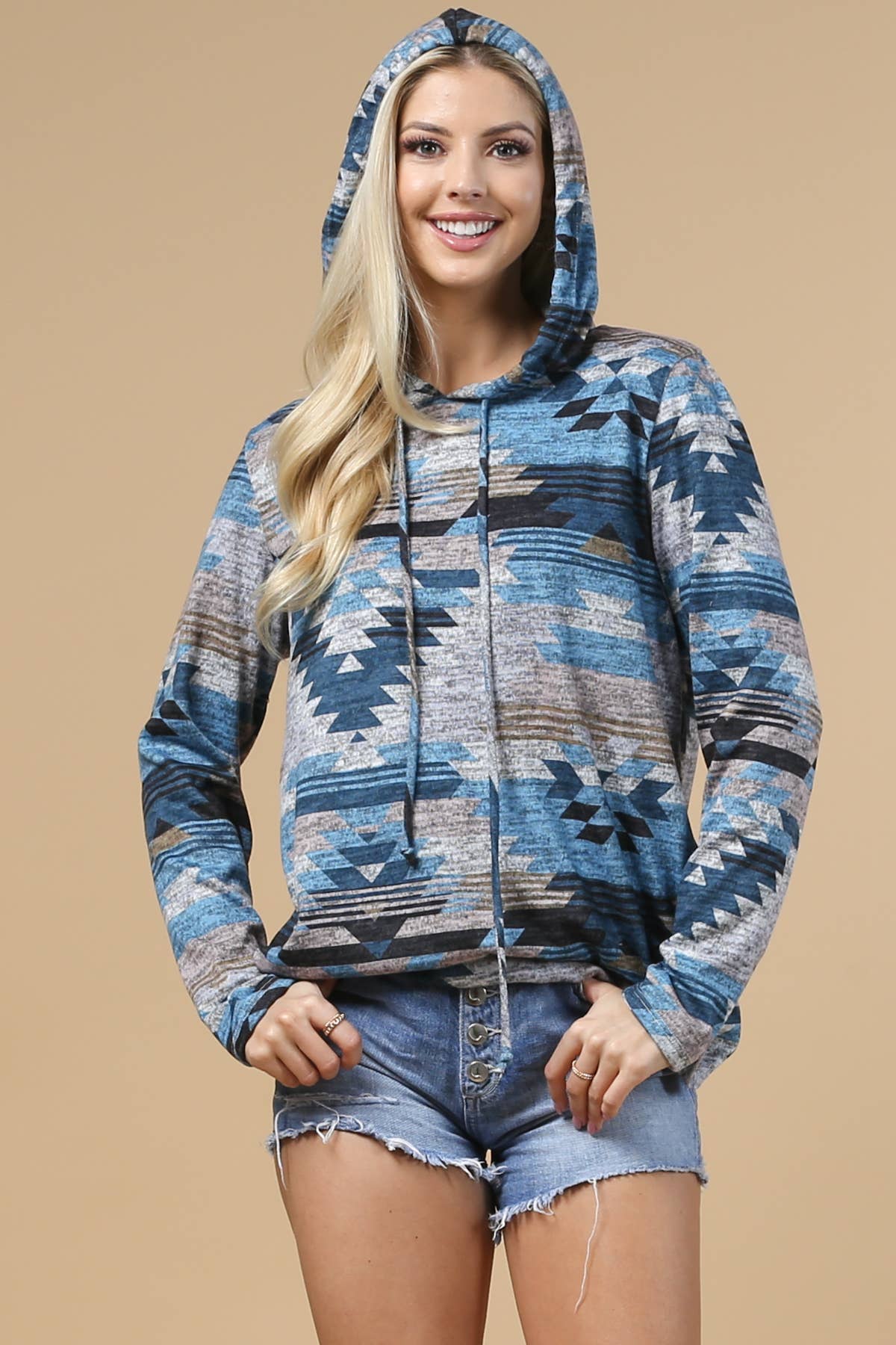 X167-HEATHER AZTEC ULTRA SOFT HOODIE - Image 19